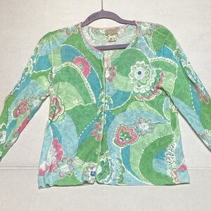 VintageSigrid Olsen Colorful Floral Cardigan